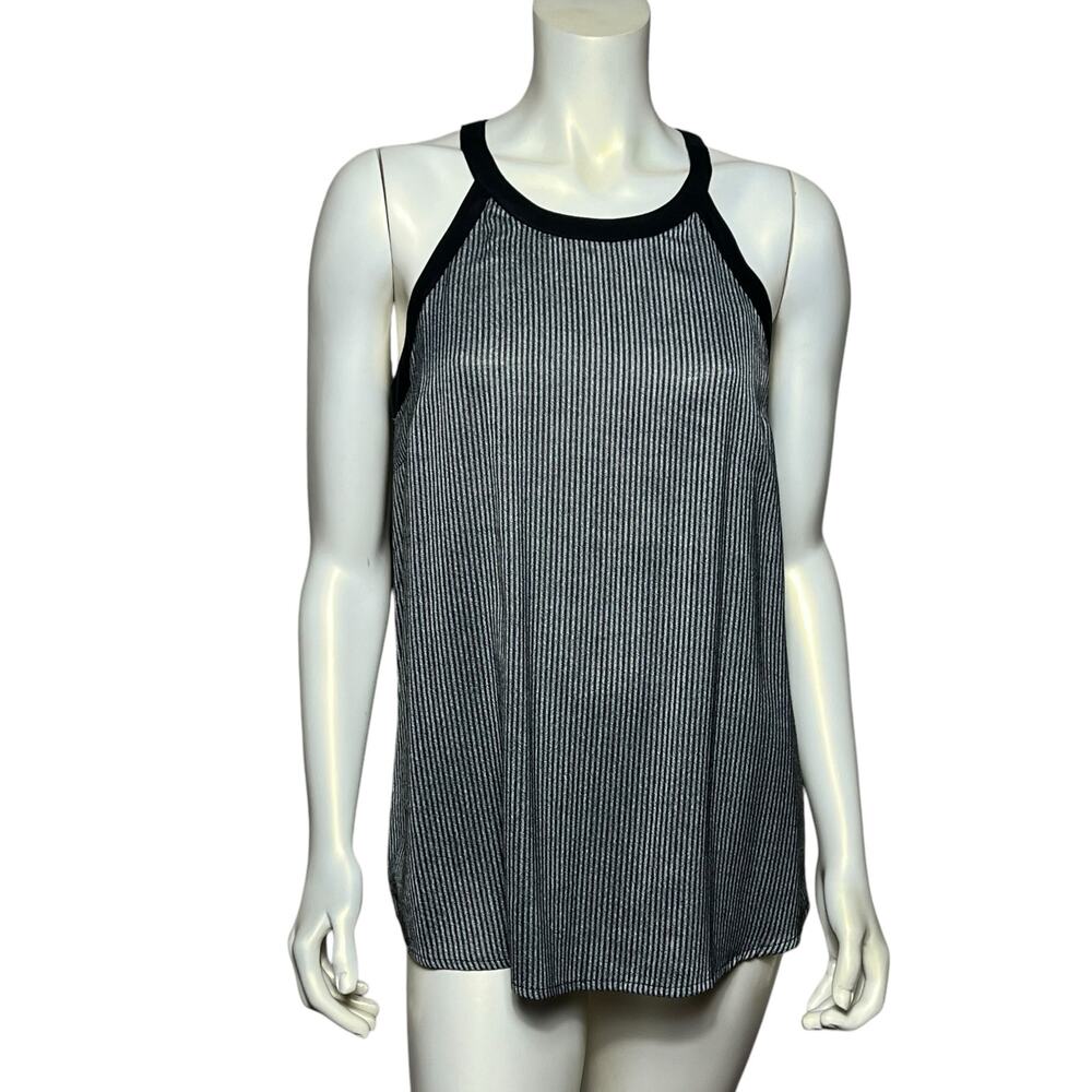 Doe & Rae Black White Striped Halter Tank Top Sleeveless Knit Blouse Size M
